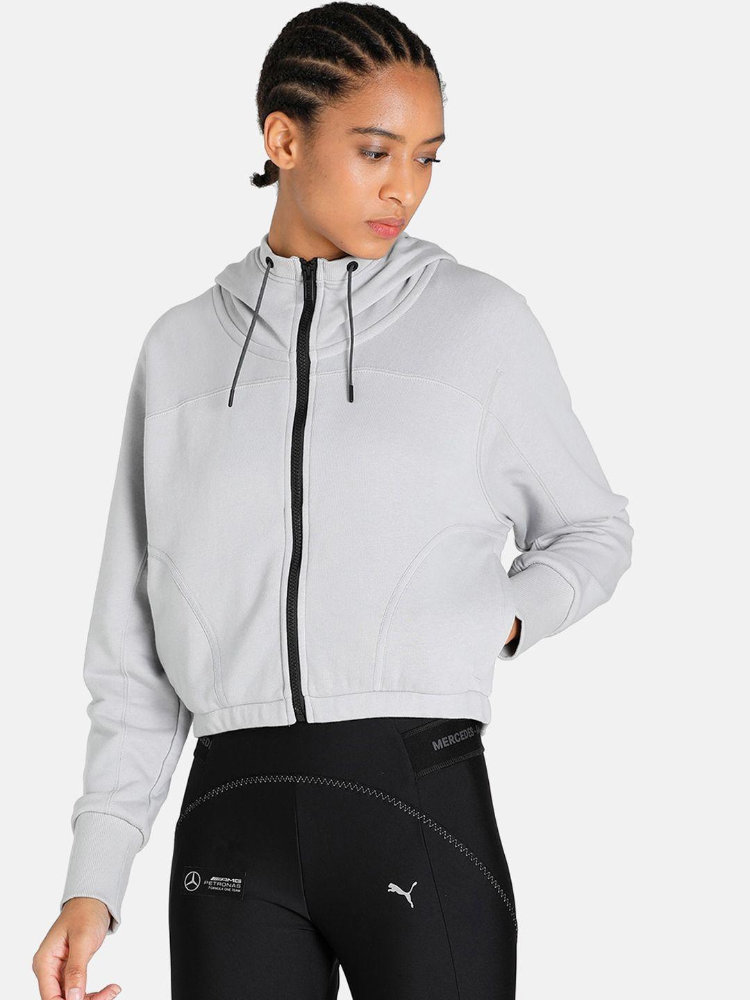 puma motorsport women silver-toned crop sporty jacket