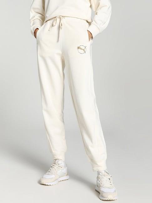 puma off-white cotton mid rise sweat pants