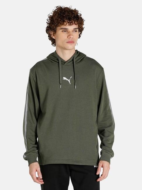 puma olive regular fit hooded sweatshirt