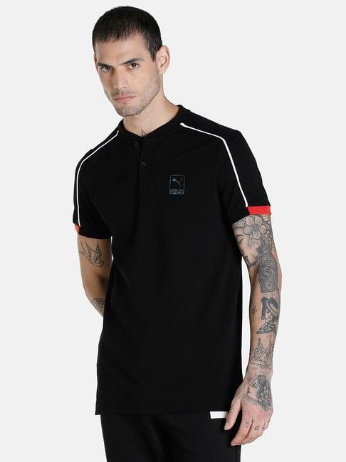 puma one8 black cotton slim fit t-shirt