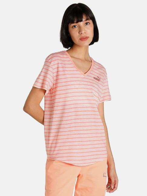 puma orange cotton striped t-shirt