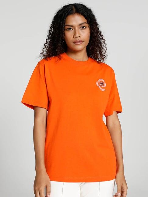puma orange graphic print downtown t-shirt