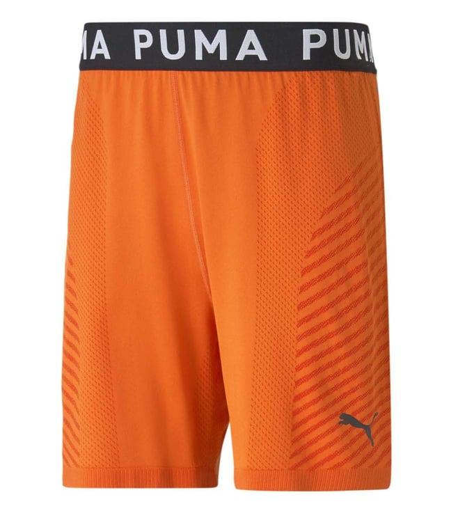 puma orange regular fit shorts