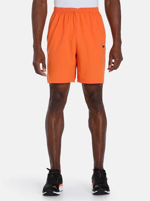 puma orange regular fit sports shorts