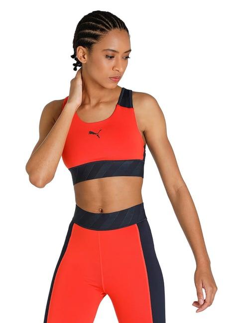 puma orange round neck sports bra