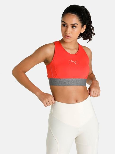 puma orange sports bra