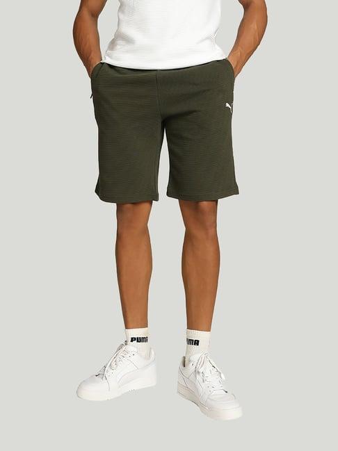 puma ottoman dark green relaxed fit cotton shorts