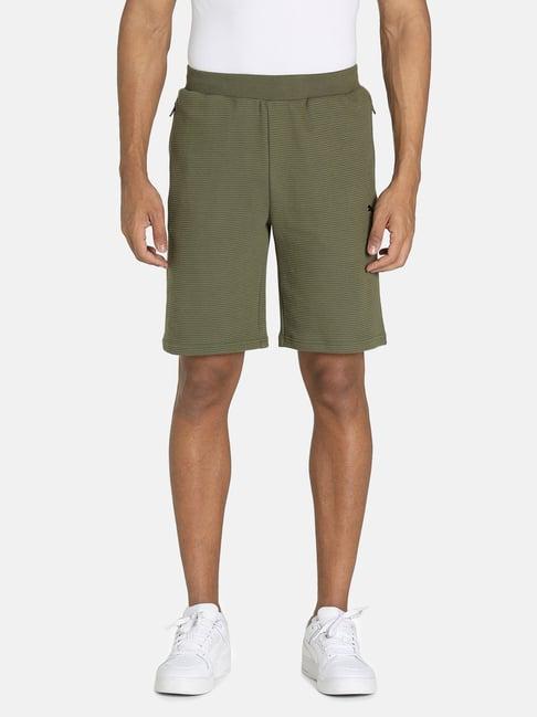 puma ottoman green cotton slim fit self pattern shorts