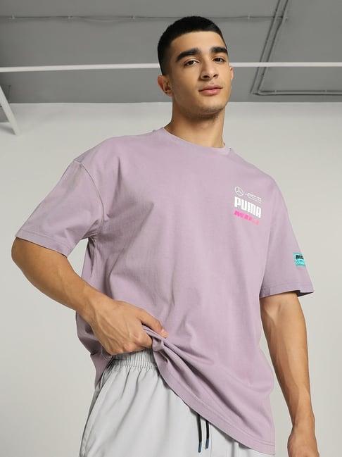 puma pale plum cotton relaxed fit printed t-shirt