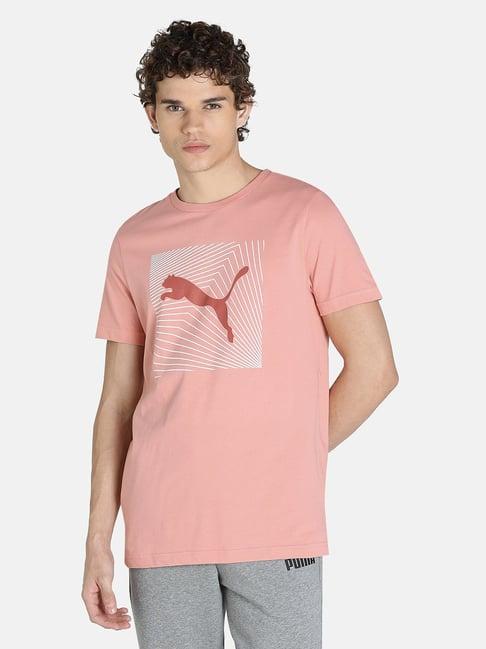 puma peach cotton printed slim fit t-shirt