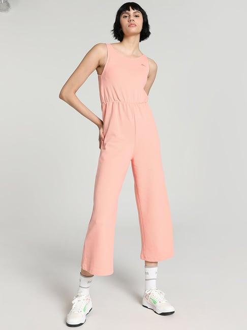 puma peach cotton sleeveless jumpsuit