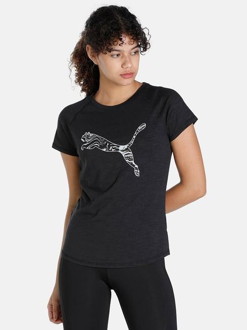 puma performance running black logo t-shirt