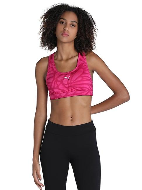 puma pink animal print training sports bra