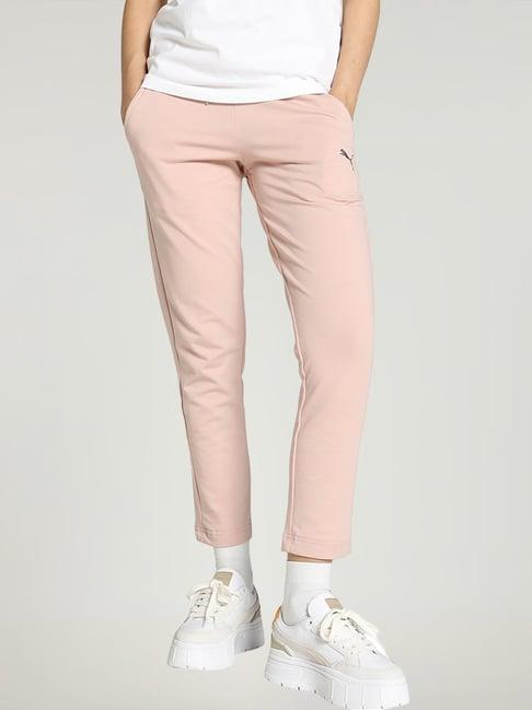 puma pink cotton logo print sports track pants