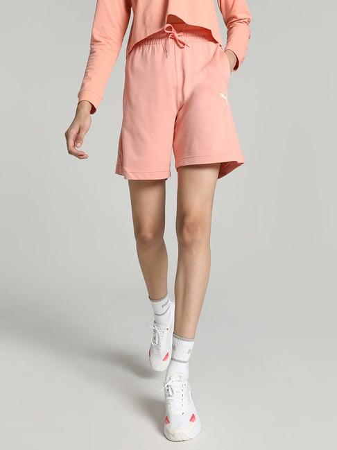 puma pink cotton mid rise shorts