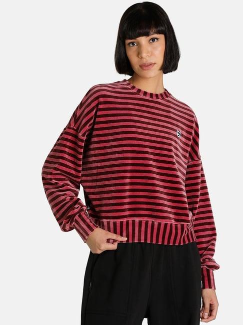 puma pink cotton striped sweatshirt