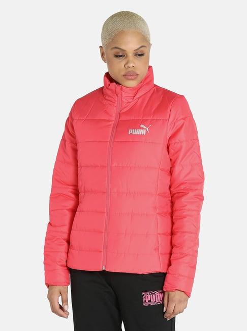 puma pink logo print puffer jacket