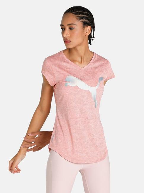 puma pink logo print t-shirt