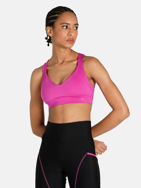 puma pink non wired padded sports bra