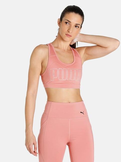 puma pink non wired padded sports bra