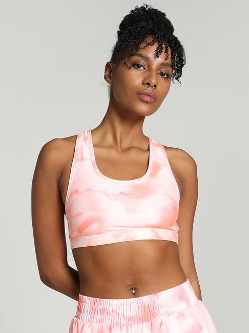puma pink printed sports bra