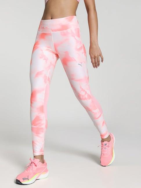 puma pink printed sports tights