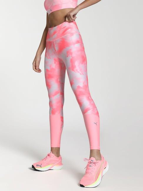 puma pink printed sports tights