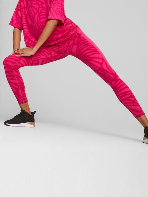 puma pink printed training leggings