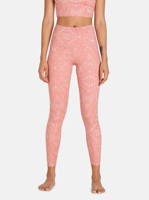 puma pink printed yoga tights