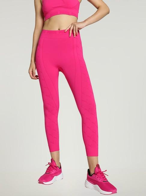 puma pink textured pattern sports tights