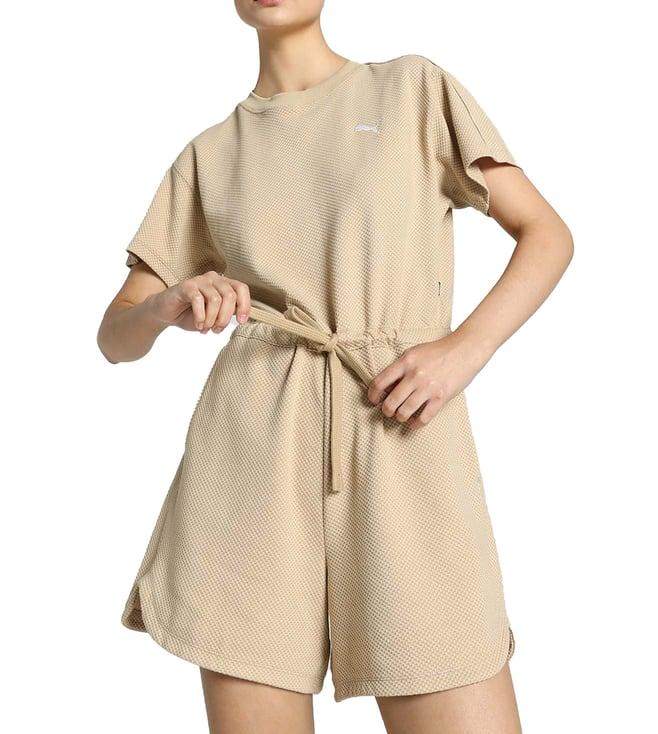 puma prairie tan self regular fit jumpsuits