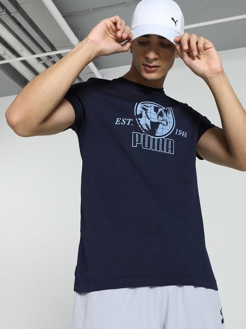 puma puma navy slim fit printed t-shirt