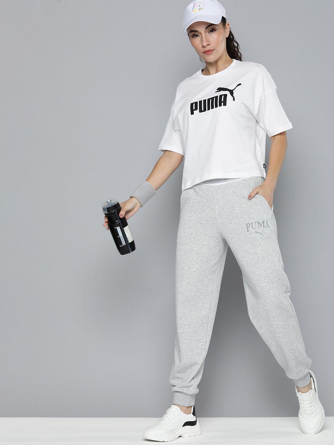 puma pure cotton brand logo printed drop-shoulder sleeves relaxed fit t-shirt