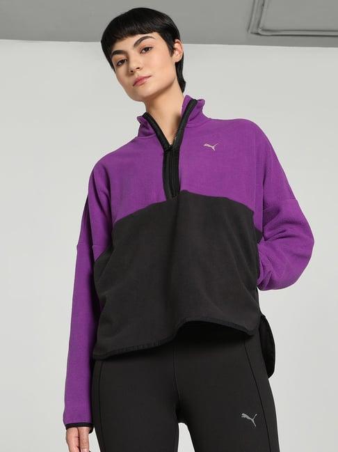 puma purple & black color-block sports jacket