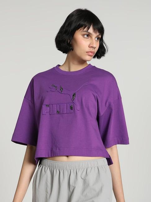 puma purple cotton sports t-shirt