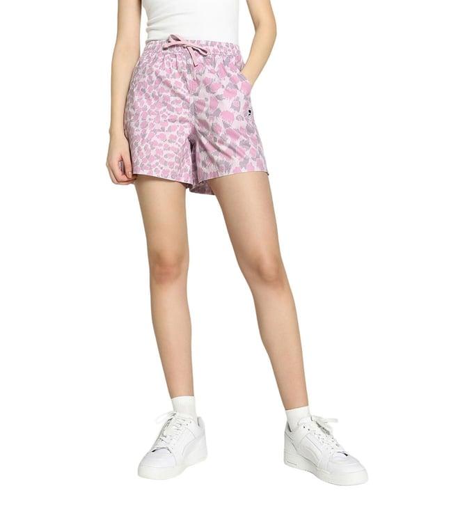 puma purple downtown kitten animal print regular fit shorts