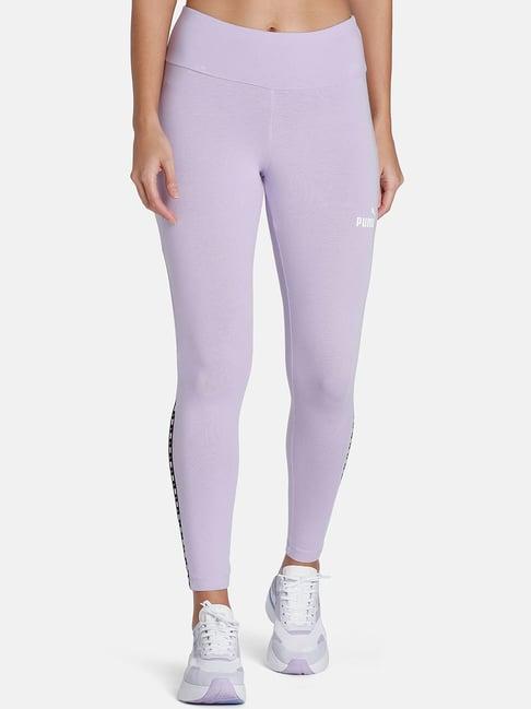 puma purple logo print mid rise tights