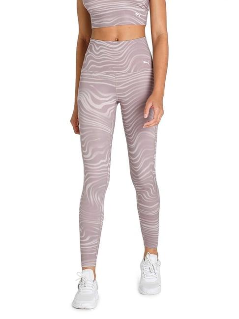 puma purple printed yoga tights