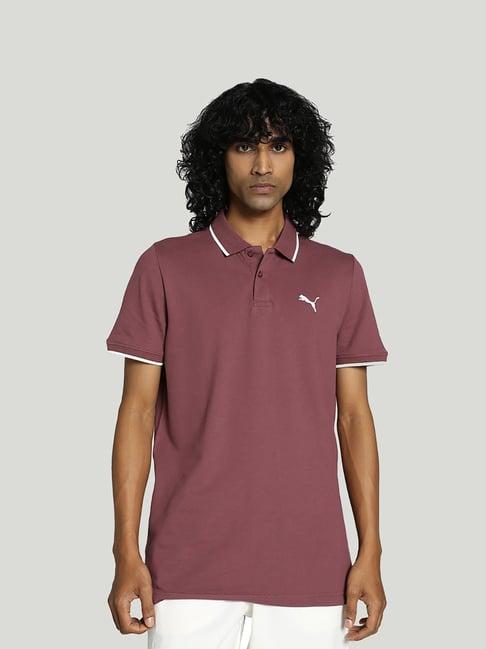 puma purple slim fit cotton polo t-shirt