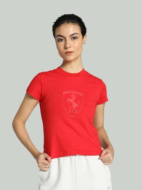 puma red cotton graphic print t-shirt