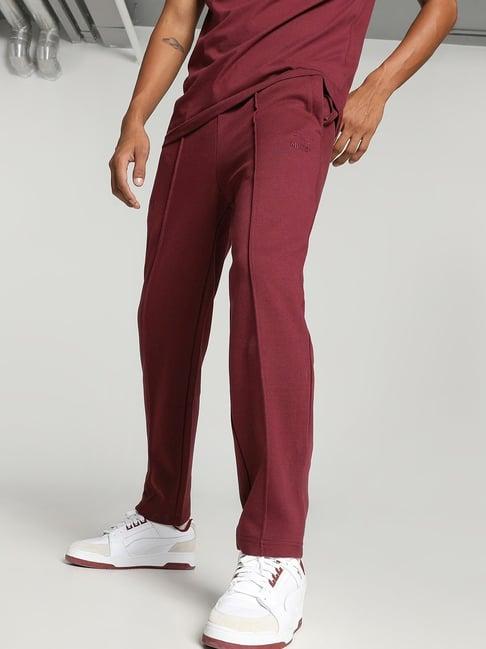 puma red cotton regular fit trackpants