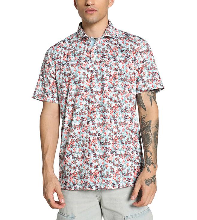 puma red mattr lillie floral print regular fit golf polo t-shirt