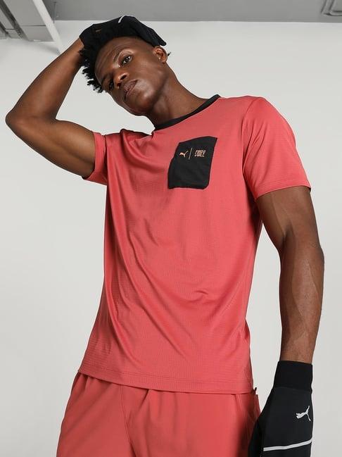 puma red regular fit printed sports t-shirt