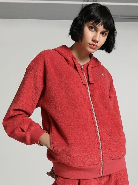 puma red solid sports hoodie