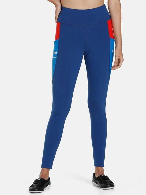 puma royal blue slim fit mid rise tights