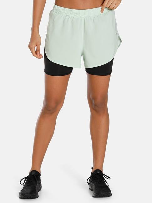 puma run fav woven 2in1 mint green polyester sports shorts