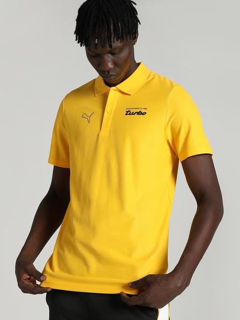 puma sport yellow cotton regular fit porsche legacy motorsport printed sports polo