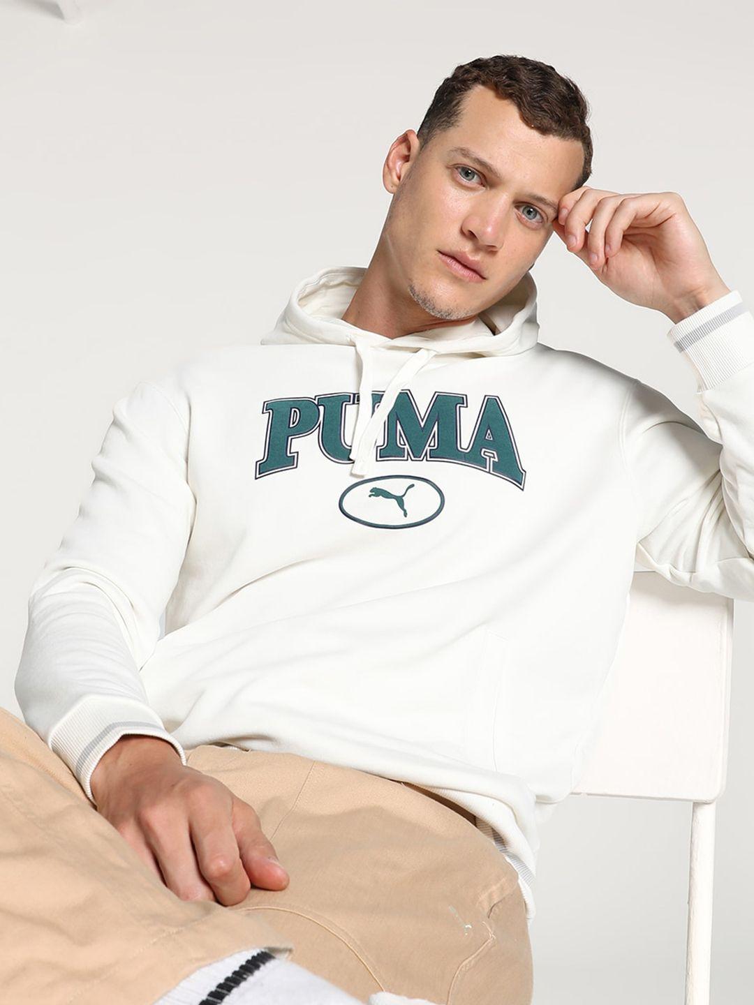 puma squad logo printed hoodde sweatshirt