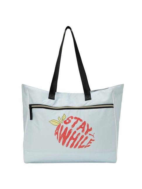 puma ss23 summer squeeze light aqua printed medium tote handbag