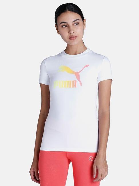 puma summer squeeze white logo print t-shirt